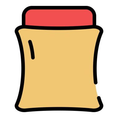 Tek yatak simgesi renk ana hatları vektörü