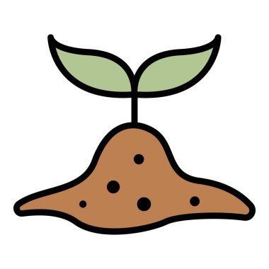 Filizlenmiş tohum simgesi renk ana hatları vektörü