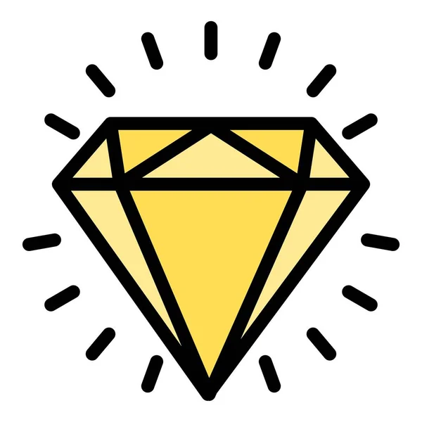 Brillante icono de diamante color contorno vector — Vector de stock