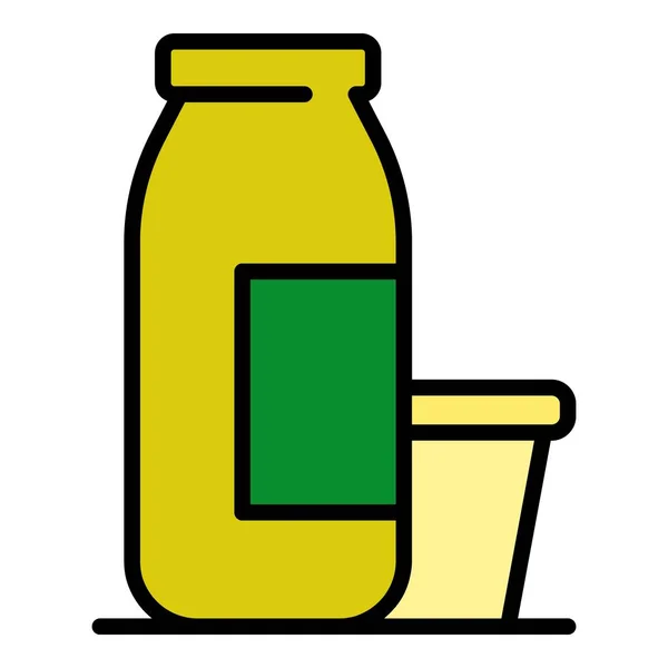 Mjölkflaska ikon färg kontur vektor — Stock vektor