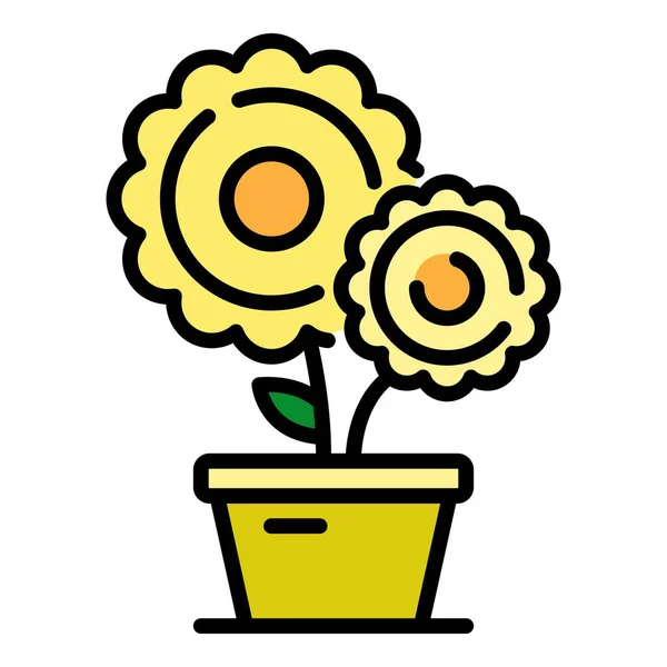 Boerderij bloempot pictogram kleur overzicht vector — Stockvector