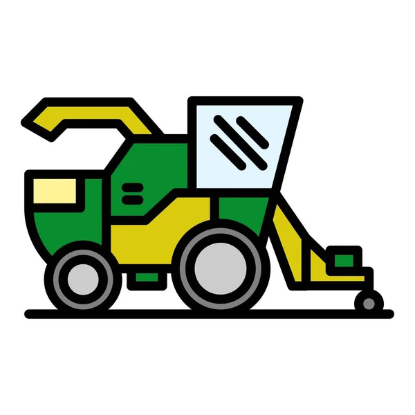 Combine harvester icon color outline vector — Stock Vector