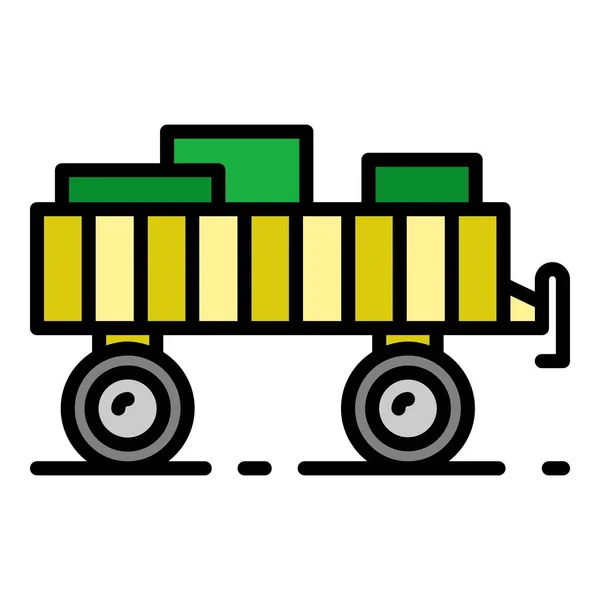 Tractor rastro icono color contorno vector — Archivo Imágenes Vectoriales