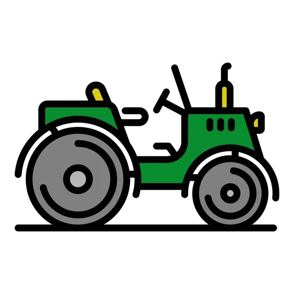 Old farm tractor icon color outline vector — Stock Vector