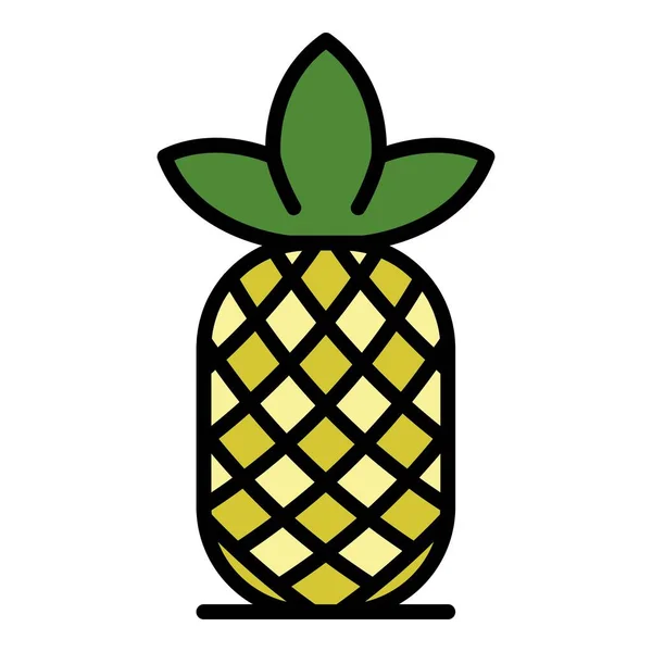 Ananas simgesi renk ana hatları vektörü — Stok Vektör