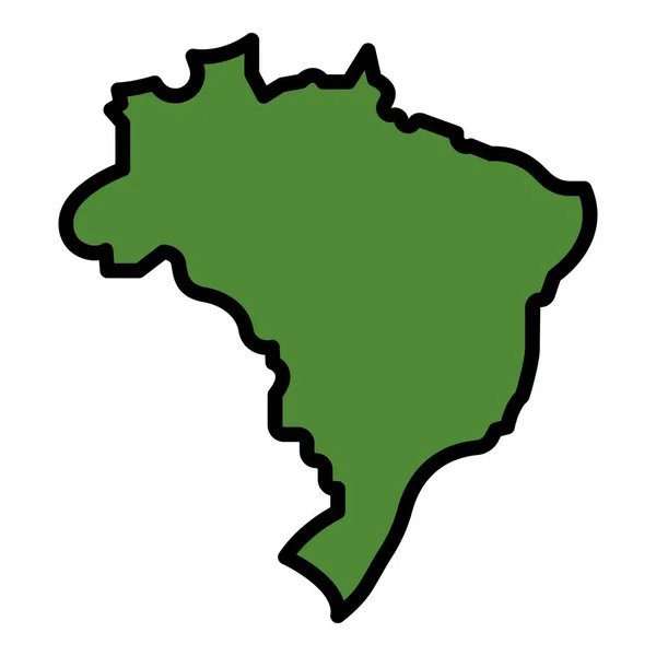 Brasil icono de mapa color contorno vector — Vector de stock