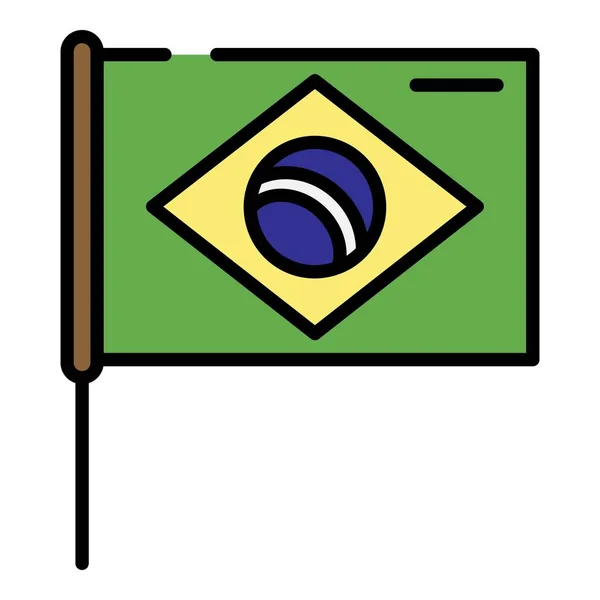 Brasil icono de la bandera color contorno vector — Vector de stock