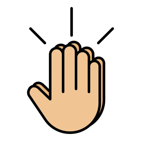 Mão dá cinco ícone vetor de contorno de cor —  Vetores de Stock