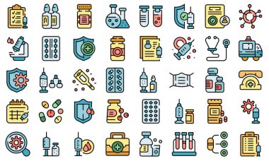 Antiviral ilaç simgeleri vektörü düzleştirdi