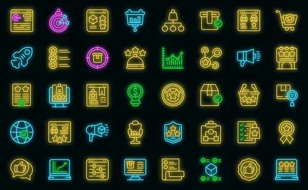 Iconos de producto destacados set vector neón — Archivo Imágenes Vectoriales