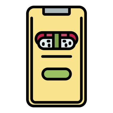 Akıllı telefon simgesi renk ana hatları vektörü sipariş et