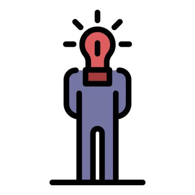 Fikir adamı simgesi rengi ana hatları vektörü