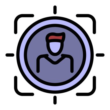 Kişinin hedef simgesi renk ana hatları vektörü