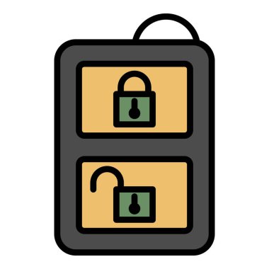 Kablosuz araba anahtar simgesi renk ana hatları vektörü