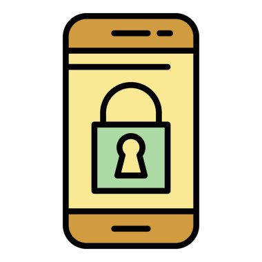Akıllı telefon ekran simgesi renk dış hat vektörüne kilitlen