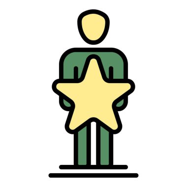 İnsan yıldız simgesi renk ana hatları vektörü