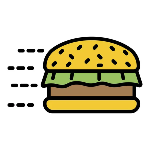 Comida rápida hamburguesa icono color contorno vector — Vector de stock