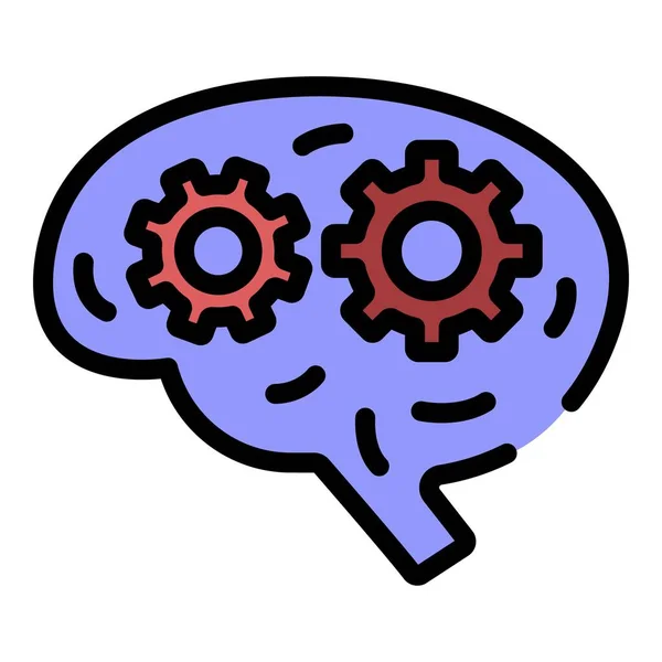 Mózg z biegiem ikony kolor zarys wektor — Wektor stockowy
