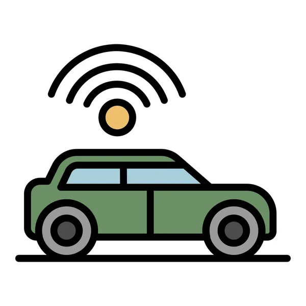 Wifi segno sopra l'icona auto colore contorno vettoriale — Vettoriale Stock