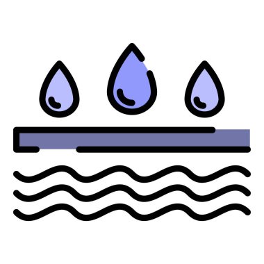 Yağmurlu su geçirmez simge renk ana hatları vektörü