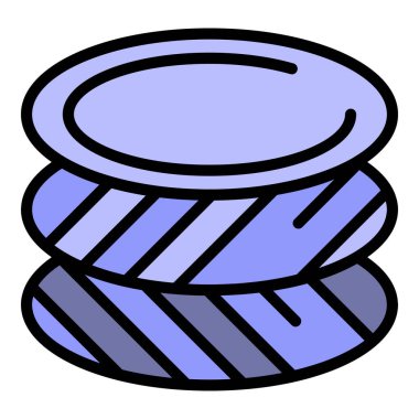 Katman kumaş simgesi renk ana hatları vektörü