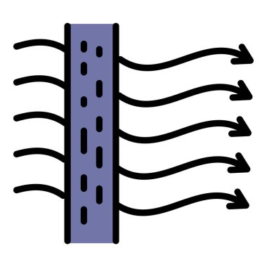 Hava akışı kumaş simgesi renk ana hatları vektörü