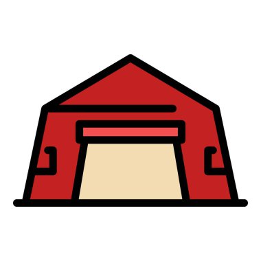 Çadır hangar simgesi renk ana hatları vektörü