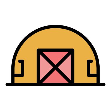 Askeri üs hangar simgesi renk çizgisi vektörü