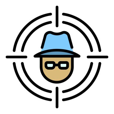 Hacker hedef simgesi renk ana hatları vektörü