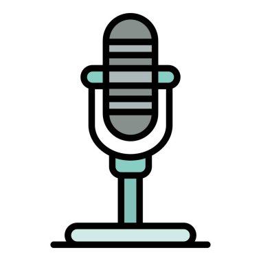 Masaüstü mikrofon simgesi renk ana hatları vektörü
