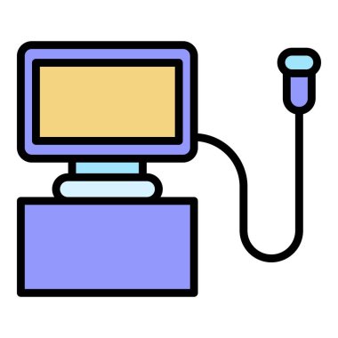 Ultrason makinesi simgesi renk ana hatları vektörü