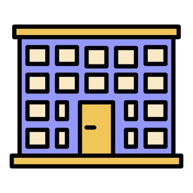 Hastane binası simgesi rengi ana hatları vektörü