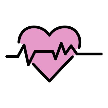 Kalp atışı simgesi renk ana hatları vektörü