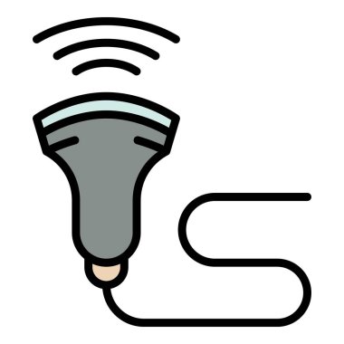 Ultrason tarayıcı simgesi renk ana hatları vektörü