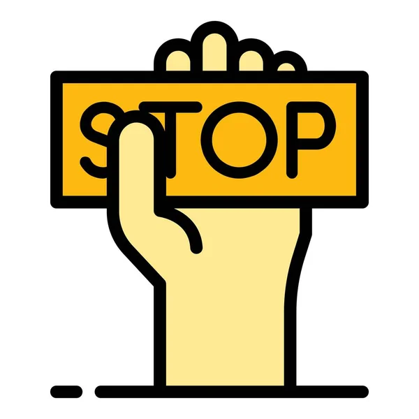 Stop przemocy ikona kolor zarys wektor — Wektor stockowy