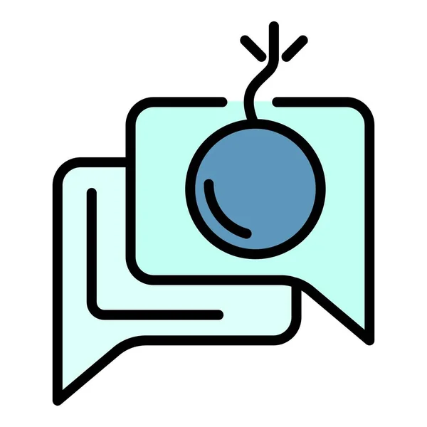 Chat pirate bombe icône couleur contour vecteur — Image vectorielle