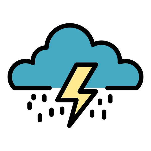 Thunderstorm nube icono color contorno vector — Vector de stock