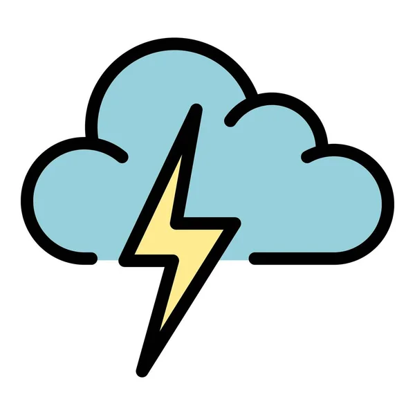 Fulmine nube icona colore contorno vettoriale — Vettoriale Stock