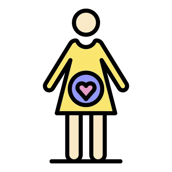 Schwangere Mutter Symbol Farbe Umrissvektor — Stockvektor