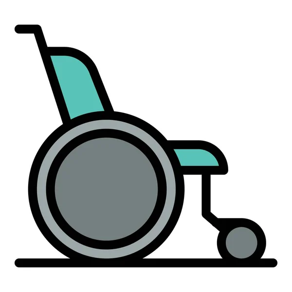 Tekerlekli sandalye simgesi renk ana hatları vektörü — Stok Vektör