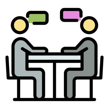 Kafe tartışma simgesi renk ana hatları vektörü