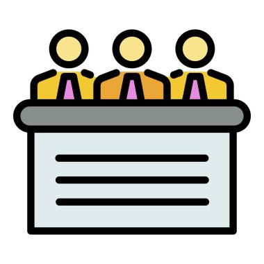 Kurumsal toplantı simgesi renk ana hatları vektörü