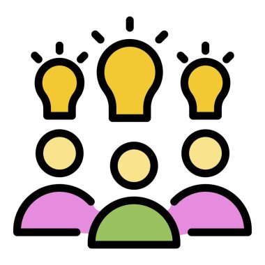 Takım fikri çalışma simgesi renk ana hatları vektörü