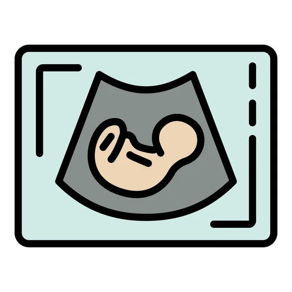 Baby auf Ultraschall-Bildschirm Symbol Farbe Umrissvektor — Stockvektor