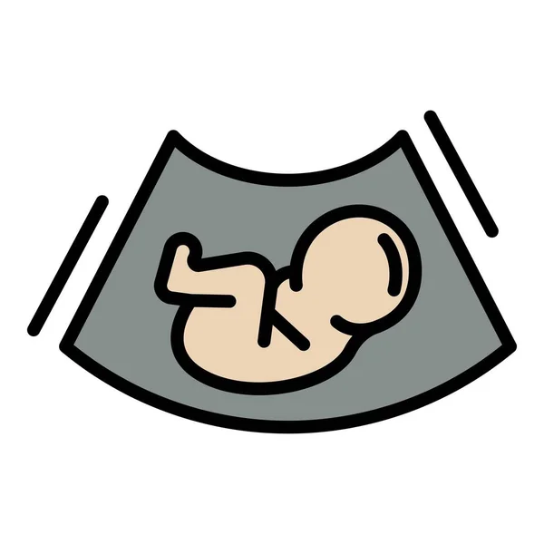 Bébé et machine à ultrasons icône couleur contour vecteur — Image vectorielle