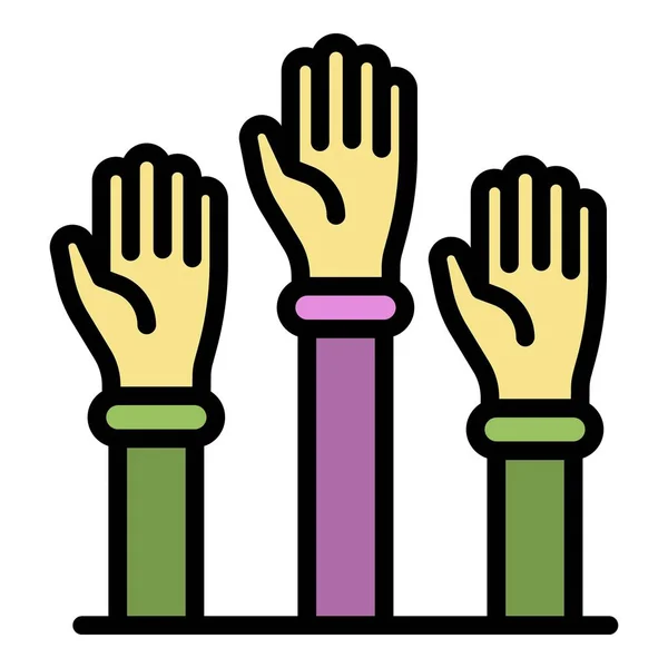 Handen omhoog pictogram kleur omtrek vector — Stockvector