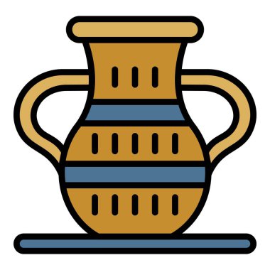 Mısır vazo ikonu renk ana hatları vektörü