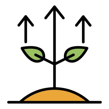 Bitki ok simgesi renk ana hatları vektörünü büyütür