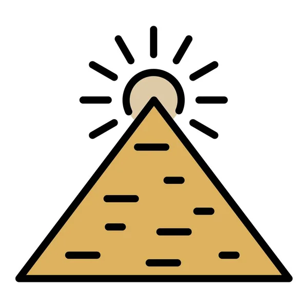 Grande icône pyramidale couleur contour vecteur — Image vectorielle