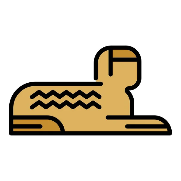 Esfinge egipcia vista lateral icono color contorno vector — Vector de stock